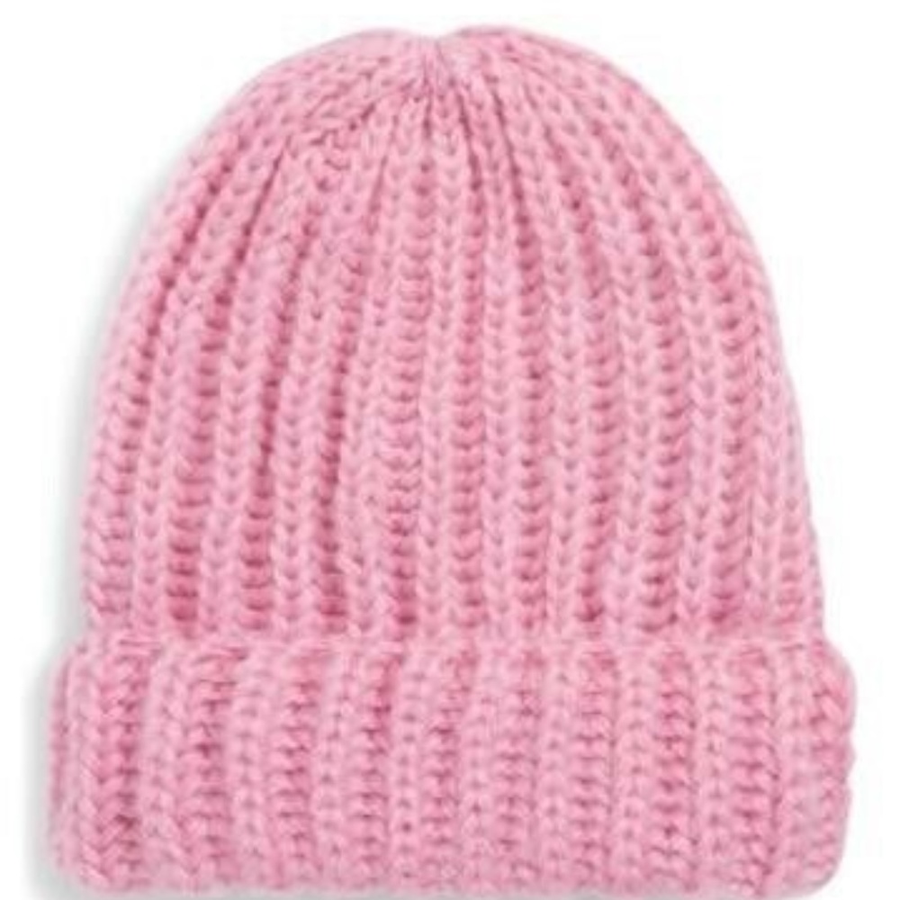 BP. Fuzzy Knit Pink Beanie Knitted Hat One Size